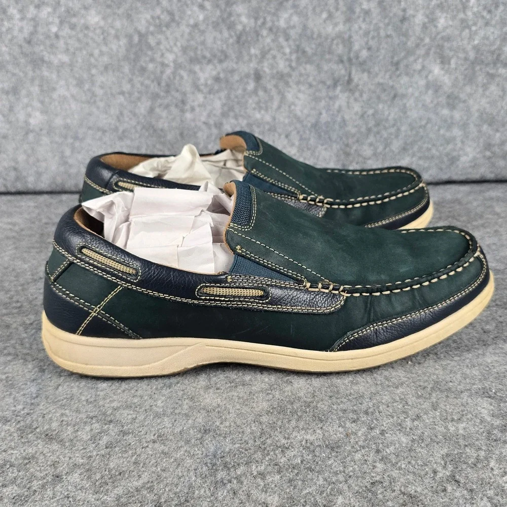 Florsheim Mens 11 M Navy Blue Suede Leather Slip On Boat Shoes Loafers 11391-410
